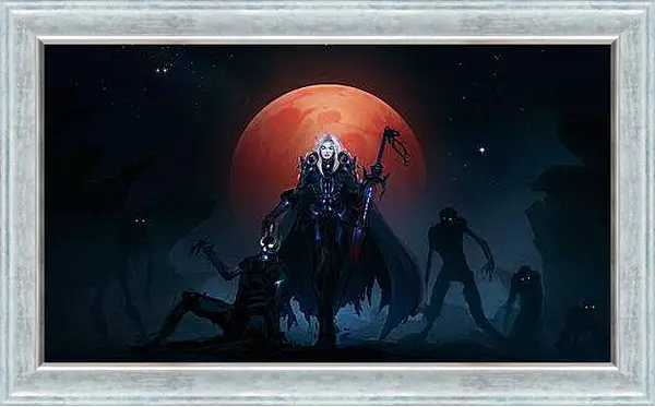 Картина в раме - warcraft, girl, moon