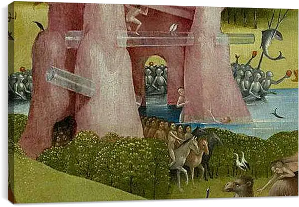 Постер на подрамнике - Hybrid stone formation with tubes, riders. Иероним Босх