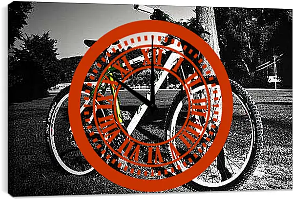 Часы картина - Велосипед возле дерева