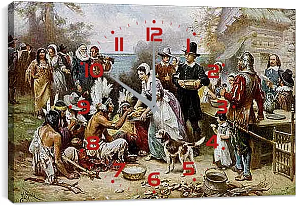 Часы картина - The First Thanksgiving. Жан-Леон Жером