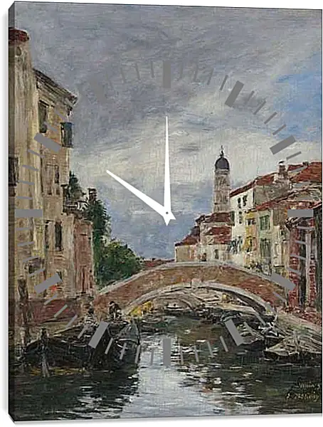 Часы картина - Small Channel in Venice, 1895. Эжен Буден
