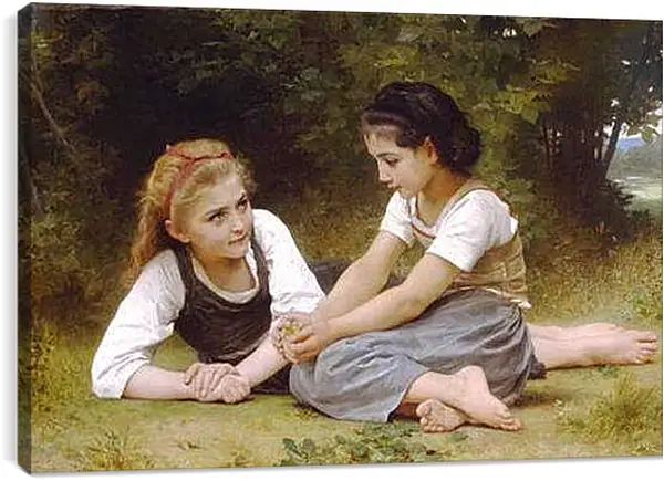 Постер на подрамнике - Les Noisettes. Сборщицы орехов. Адольф Вильям Бугро