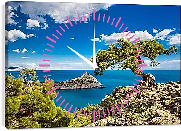 Часы картина - Голубая бухта. Крым