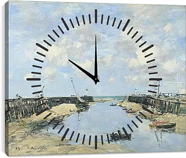 Часы картина - The Entrance to Trouville Harbour. Эжен Буден