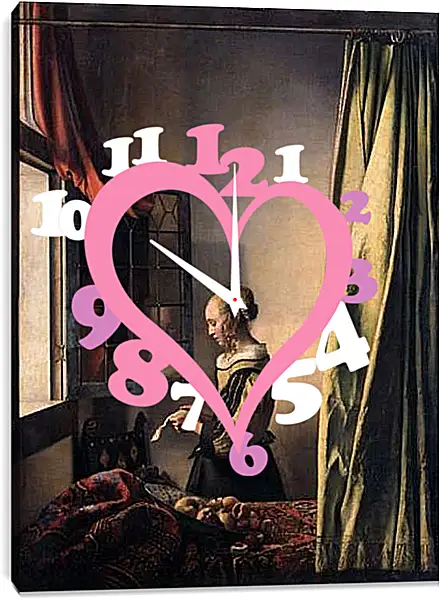 Часы картина - Girl Reading a Letter at an Open Window. Ян (Йоханнес) Вермеер