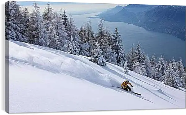 Постер на подрамнике - Спускаясь по белоснежно снегу