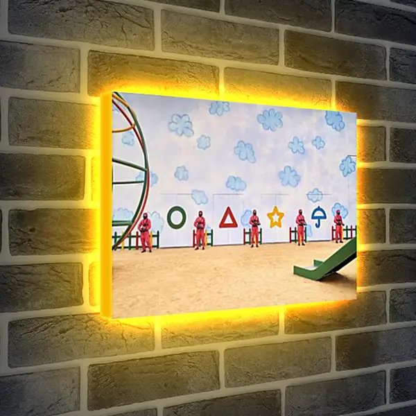 Лайтбокс световая панель - Солдаты на площадке. Игра в кальмара