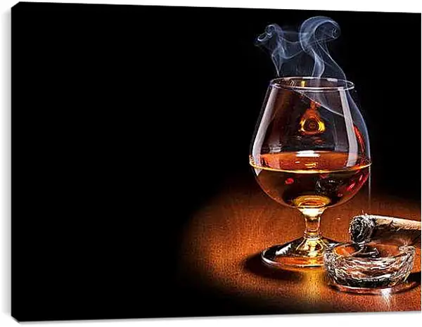 Постер на подрамнике - Коньяк и сигара. Вечерние Ароматы.