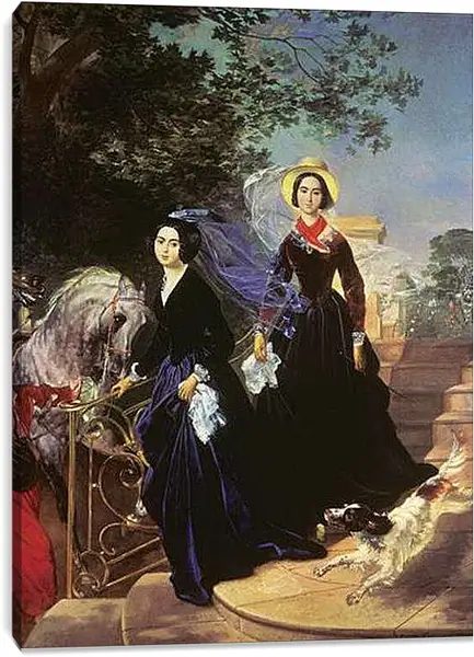 Постер на подрамнике - Портрет сестёр Шишмарёвых. Брюллов Карл Павлович