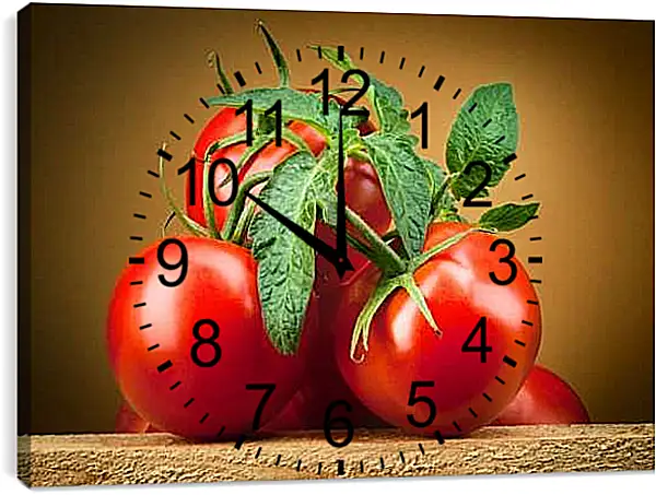 Часы картина - Спелые помидоры. Сочные Томаты.