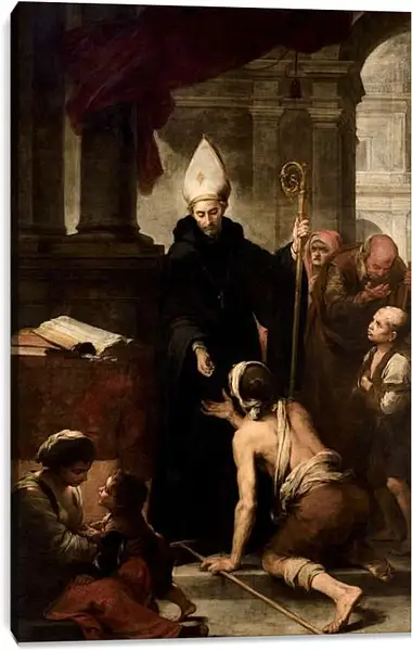 Постер на подрамнике - Св. Фома из Виллануэвы, раздающий милостыню. Бартоломе Эстебан Мурильо