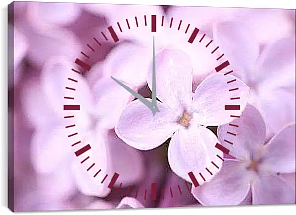 Часы картина - Лепестки сирени макро
