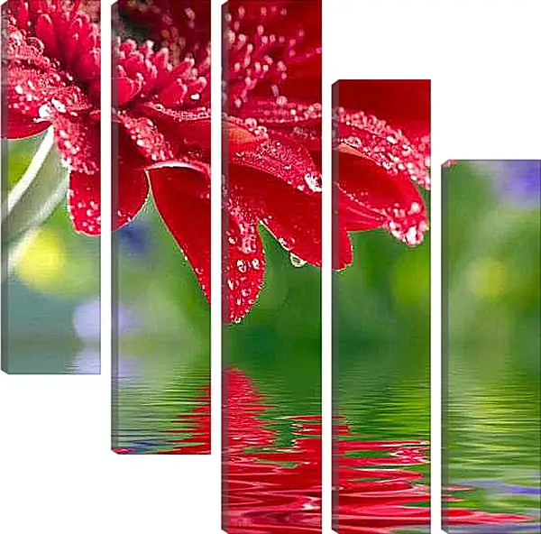 Модульная картина - Красный цветок над водой