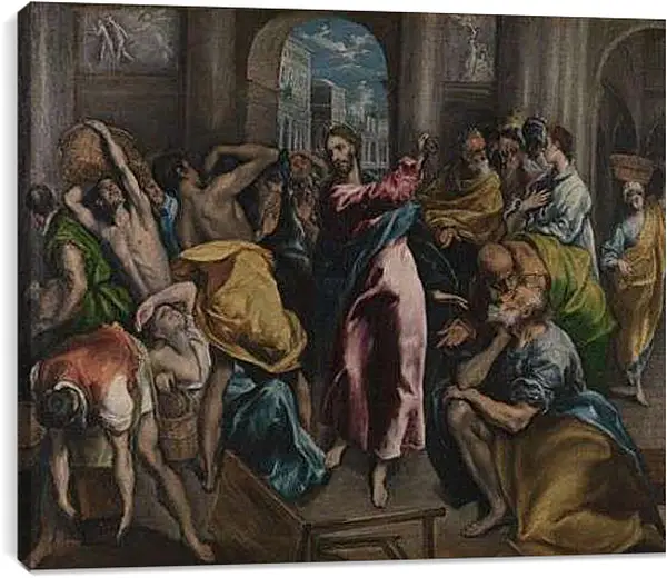 Постер на подрамнике - Christ driving the Traders from the Temple. Эль Греко