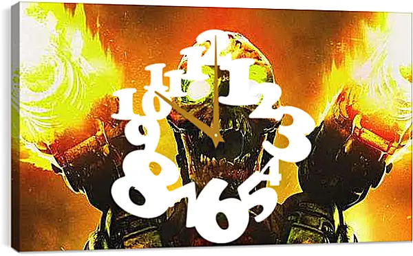Часы картина - doom, skull, fire
