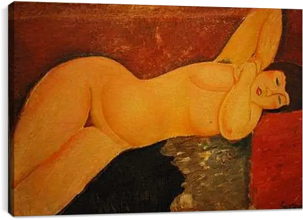 Постер на подрамнике - Nu couche.. Обнажённое на кушетке. Амедео Модильяни