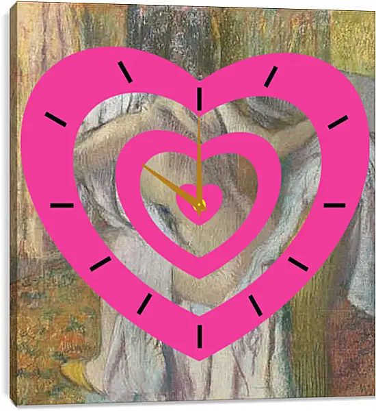 Часы картина - After the Bath, Woman drying herself. Эдгар Дега