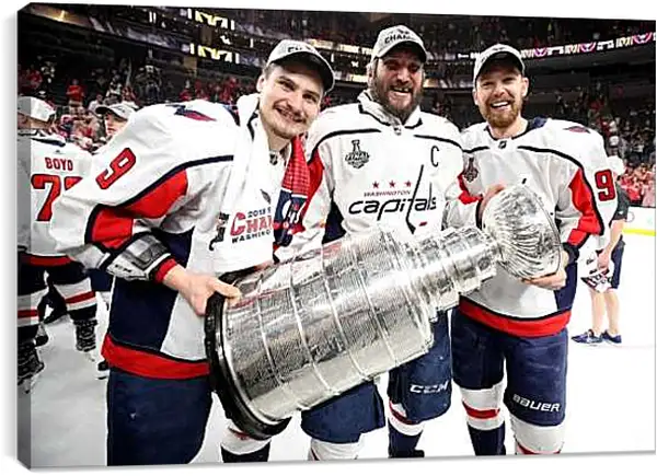 Постер на подрамнике - Александр Овечкин. Евгений Кузнецов. Дмитрий Орлов