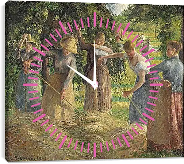 Часы картина - Жатва в Эраньи. Камиль Писсарро