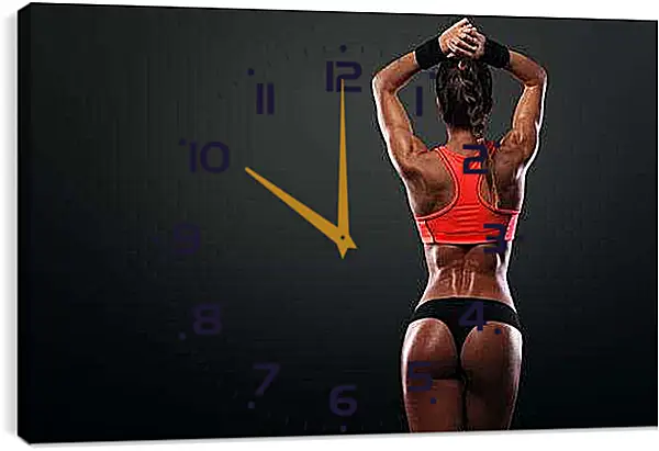 Часы картина - Брюнетка разминается