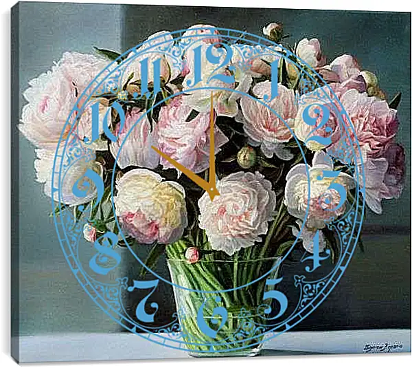 Часы картина - Букет пионов