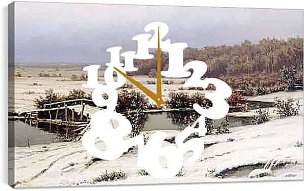 Часы картина - Первый снег. Ефим Волков