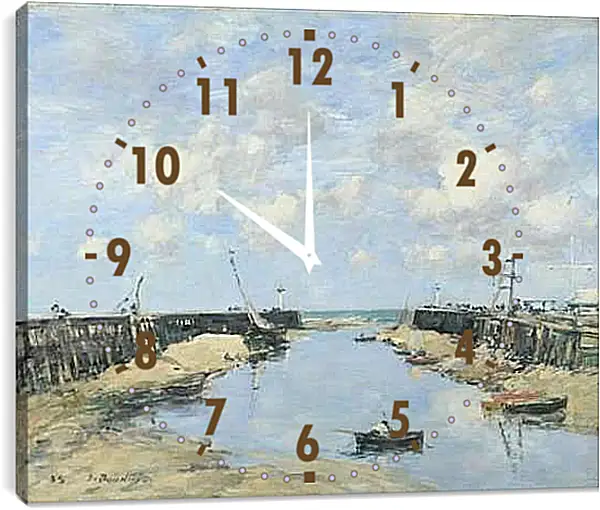 Часы картина - The Entrance to Trouville Harbour. Эжен Буден