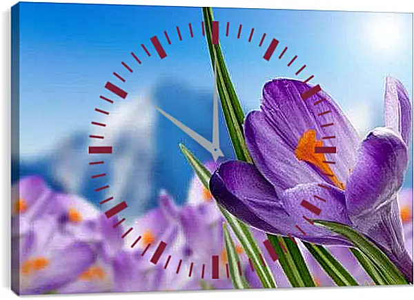 Часы картина - Крокусы на лугу
