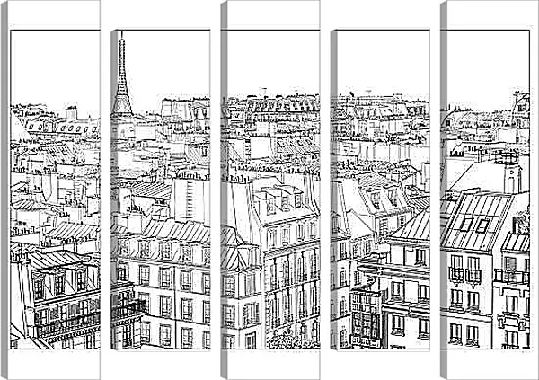 Модульная картина - Париж рисунок карандашом