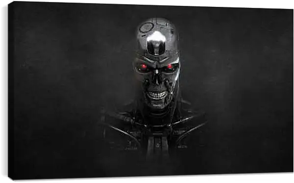 Постер на подрамнике - Череп. Два красных глаза. Терминатор