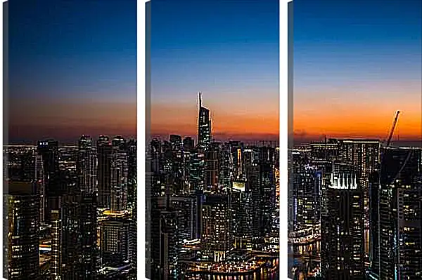 Модульная картина - Закат над городом. Дубай