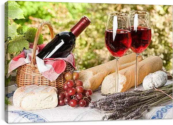 Постер на подрамнике - Пикник для двоих. Изысканный пикник.