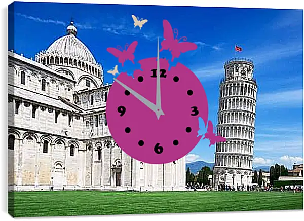Часы картина - Пизанская башня 4. Италия