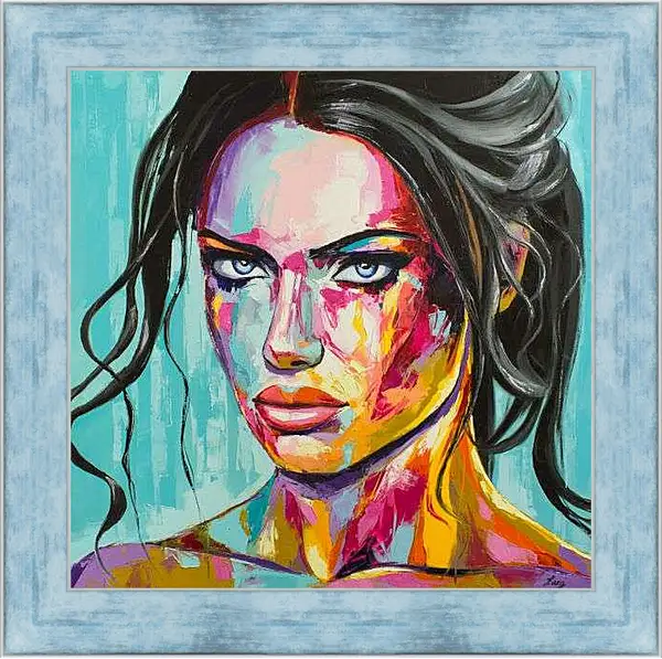 Картина в раме - Красочная брюнетка