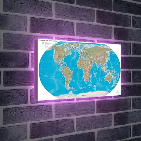Лайтбокс световая панель - Физическая карта мира, апрель 2004