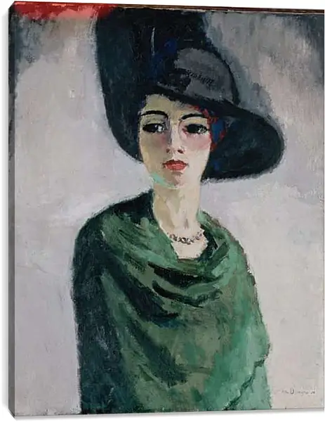 Постер на подрамнике - Женщина в черной шляпе. Кес ван Донген