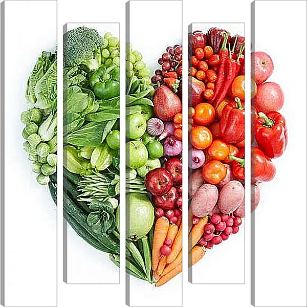 Модульная картина - Сердце из овощей. Сердце здоровья.