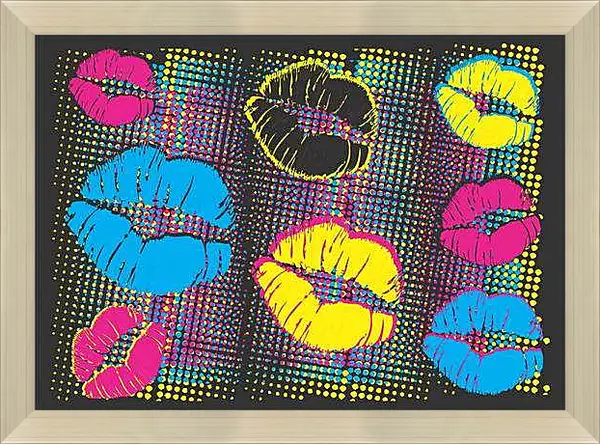 Картина в раме - Губы. Поп-арт