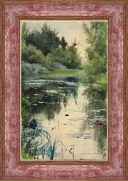 Картина в раме - Landschaftsstudie aus Mora. Пейзаж в Муре. Андерс Цорн