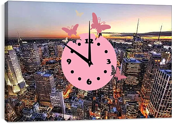 Часы картина - Вечерний Нью-Йорк