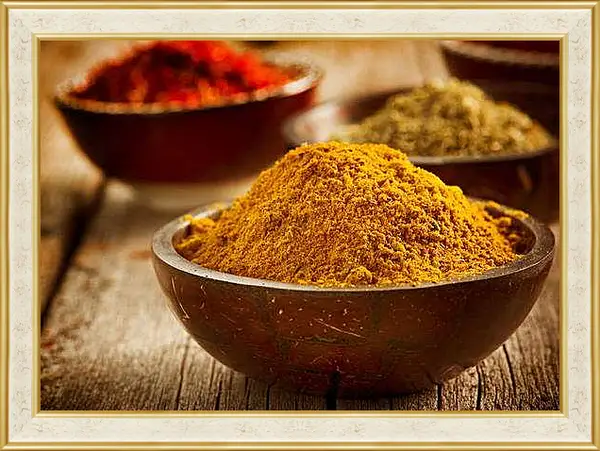 Картина в раме - Пиалы со специями. Ароматы Кухни.