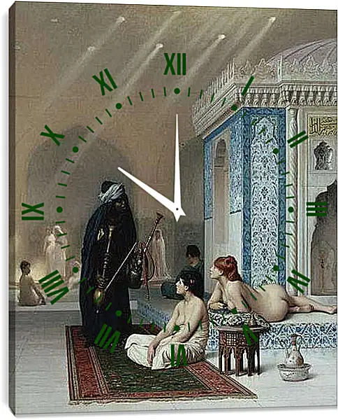 Часы картина - Pool in a Harem. Жан-Леон Жером