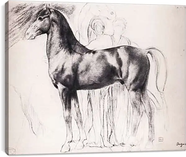 Постер на подрамнике - Etude pour Semiramis construsiant Babylone  Dessin  Crayon noir sur estompe. Эдгар Дега