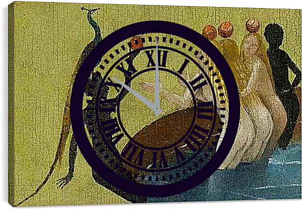 Часы картина - Women with peacock. Иероним Босх