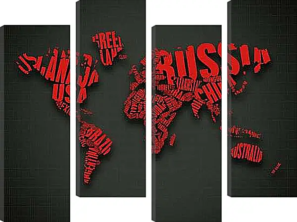 Модульная картина - Карта мира из букв