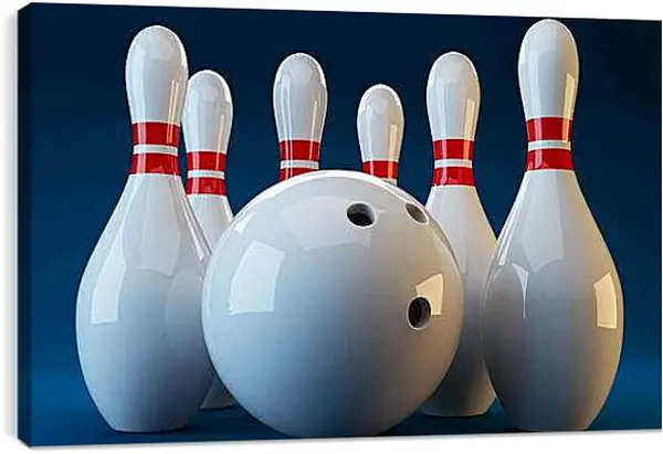 Постер на подрамнике - Шар и кегли. Боулинг.