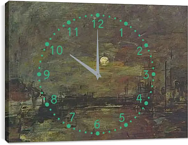 Часы картина - Abenddammerung uber dem Hafen von Le Havre. Эжен Буден