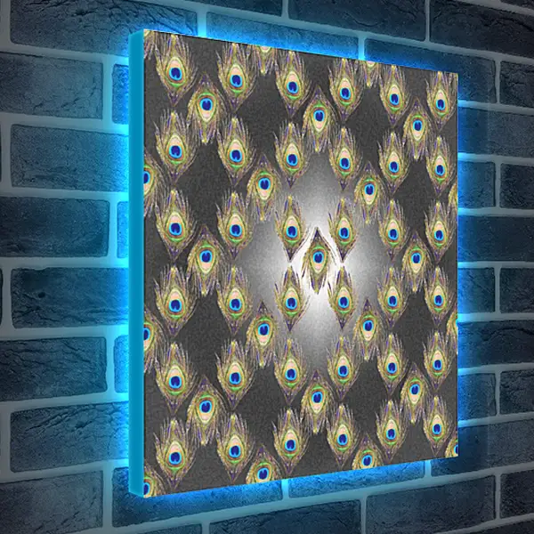 Лайтбокс световая панель - Орнамент перо павлина. Черно-белый фон. Компью-Арт Елены Самарской.