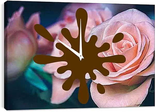 Часы картина - Пастельные розы