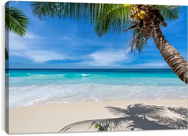 Постер на подрамнике - Райский пляж под пальмами